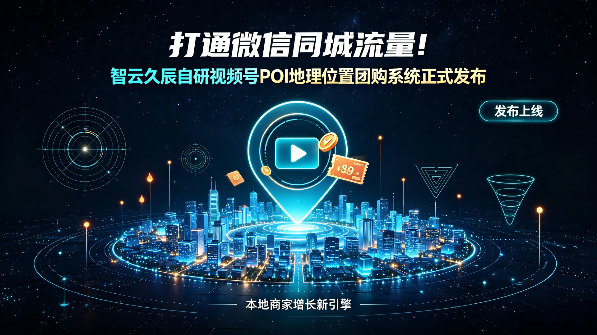 打通微信同城流量！智云久辰自研视频号POI地理位置团购系统正式发布